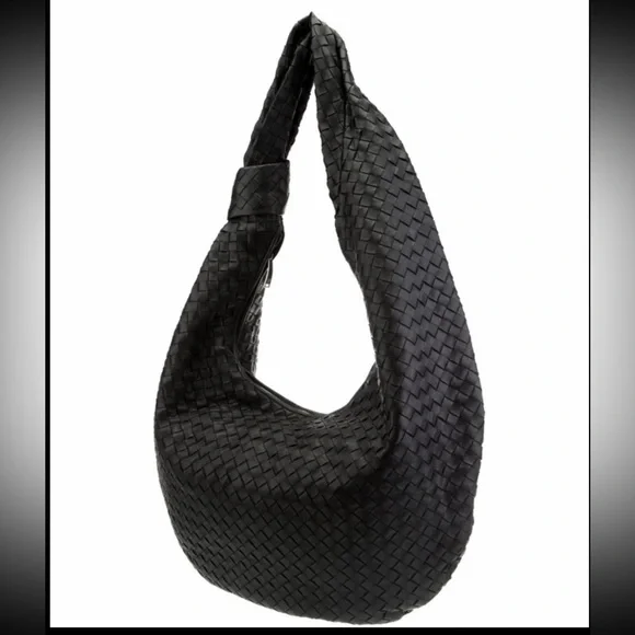 Authentic Bottega, Venetta, black, lambskin, leather Maxi Jodi intrecciato - Picture 1 of 14